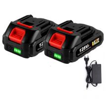 Onevan - Batterie Remplacement Pour outil 18V - Batterie lithium pour outil sans fil - 128vf avec indicateur led et chargeur ( pack de 2 )