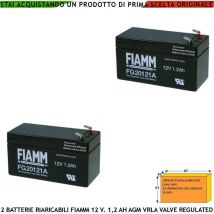Batterie Ricaricabili 12 v. 1,2 Ah 2 Pezzi Ermetiche agm vrla Valve Regulated Collegamento Tramite 2 Faston 5 mm Polarizzati Marca Fiamm prc