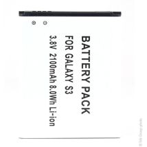 Batterie téléphone, smartphone, gsm pour Samsung Galaxy S3 3.8V 2100mAh - EB-L1G6LL - NX