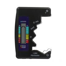 Batterie Testeur pour Piles et Rechargeable Piles, Affichage de Charge Statut, Adapté pour c, aa, aaa, d, n, 9V 6F22 1.5V - Noir
