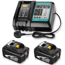 Battery chargers,2x Batteries 5,5Ah Li-Ion +1x Fast Charger DC18RC 14.4V-18V with Safety Protection ,led indicator light and Music