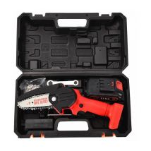 Fuhuida Trading - Battery Operated Mini Chainsaw with 1 Battery and 2 Chains, 4 Inches, Portable Rechargeable Chainsaw for Cutting Garden Branches,