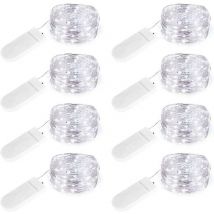 Battery Operated Mini String Lights (Included), Ip65 Waterproof, Cool White, 2m 20 Leds Silver Wire, led Mini String Lights, Christmas Table Wedding p
