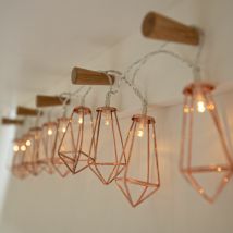 1.35m Battery Power Rose Gold Metal Lantern led Fairy Lights Warm White Indoor Home Bedroom