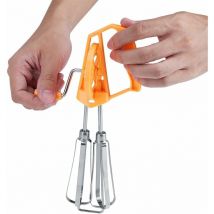 Fouet Professionnel Rotatoire Fouet à Ballon Batteurs Manuels à Oeufs Lait Mixeur diy Pâtissier Fouet à Oeufs Ustensiles de Cuisine(Orange)