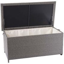 HHG - non utilizzato] Baule contenitore esterno giardino 570 polyrattan, Premium 51x115x59cm 250l grigio