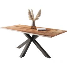 Sam Outillage - Baumkantentisch Akazie mit schwarzen Resin-Adern naturfarben 240 x 100 cm Spider-Gestell schwarz polly