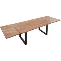 Sam Outillage - Baumkantentisch Akazie stonefarben 140 (220) x 90 cm Ansteckplatten schwarz norina