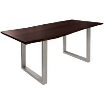 Massivmoebel24 - Baumtisch Akazie 200x100x76 braun Beine silber matt freeform 3
