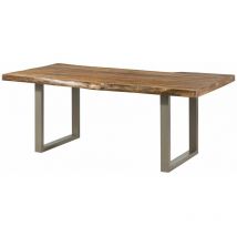 Massivmoebel24 - Baumtisch Mango 180x90x77 natur lackiert / U-Beine silber matt freeform 5
