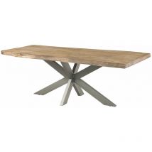 Baumtisch Mango 180x90x77 beige lackiert / Kreuzgestell silber matt freeform 5