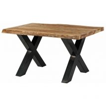 Baumtisch Sheesham 140x90x77 natur sandgestrahlt / X-Beine anthrazit glänzend freeform 5