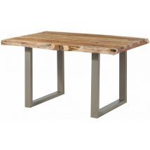 Massivmoebel24 - Baumtisch Sheesham 160x90x77 Natur Sandgestrahlt / U-beine Silber Matt Freeform 5