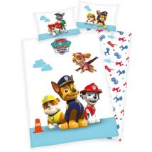 Herding - Baumwollbettwäsche 100x135 Paw Patrol Paw Dogs, weiß, bunt für Bett H23