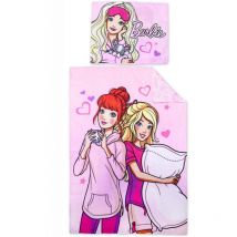 Barbie - Baumwollbettwäsche 140x200 Puppen rosa Kissenbezug 70x90 S24
