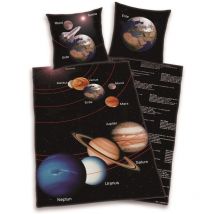 Herding - Baumwollbettwäsche 140x200 Cosmos 1435 Planets Stars Kissenbezug 70x90
