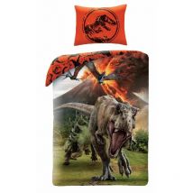 Baumwollbettwäsche 140x200 Jurassic World Park Jurassic Dinosaurier Vulkan T-Rex 1881 Kissenbezug 70x90