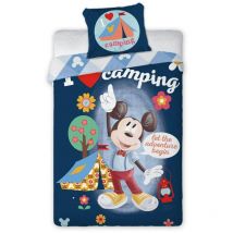 Baumwollbettwäsche 140x200 Mickey Mouse Mickey Mouse 7668 Camping Ich liebe Camping im Zelt Kissenbezug 70x90