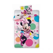 Baumwollbettwäsche 140x200 Mini Minnie Mouse Schmetterlinge bunte Kreise 6769
