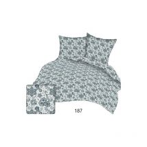 MAX - Baumwollbettwäsche 140x200 weißgraue Blumen 187 Baumwolle