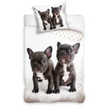 Baumwollbettwäsche Hund Mops Bulldog 140x200