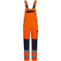 Bautzen Warnschutz-Latzhose Gr. 46 – fluoreszierend orange/marine – EN ISO 20471 Klasse 2 – strapazierfähige Dreifachnähte – ergonomische Passform