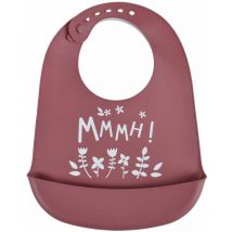 Bricoline - Bavoir pour bébé en silicone forêt magique Rose foncé 30x20.5 cm