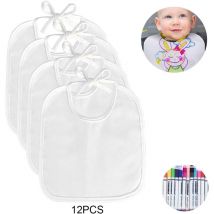 Bavoir triangulaire blanc pour bébé à peindre Idéal pour décorer et peindre vous-même Idéal pour les fêtes prénatales