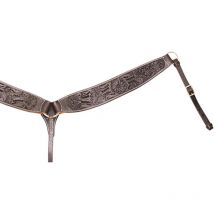 Taglia unica cob/full, Noir: Bavoir western en forme de bavette en cuir huilé traitement des fleurs