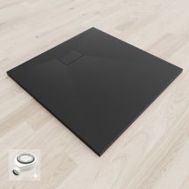 Saniverre - baya Receveur de douche 90 x 90 cm Noir extra-plat aspect pierre + bonde incluse