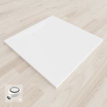 Saniverre - baya Receveur de douche 90 x 90 cm Blanc extra-plat aspect pierre + bonde incluse
