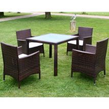 Dakota Fields - Bazile 4 Seater Dining Set with Cushions by Brown