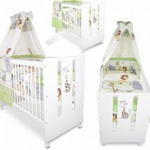 Bb-loisir - bb Berceau bebe lit bébé 120 x 60 cm avec Set de lit 9 pièces Girafe vert bb loisir
