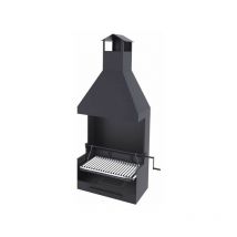 Bbq a carbonella e legna Griglia in acciaio inox da 60 cm - Con sollevatore paravento e cappa