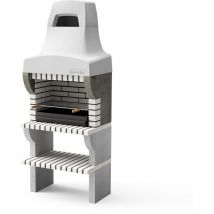 Barbacoa de Obra Prefabricada de Leña y Carbón Modelo Bailen Plus (Gris Beige - 86,5 x 58 x 220 cm) ref: 8888 - Cocina de Exterior con Cajón para