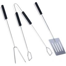 Bbq - The Ultimate Barbecue Set 3 Tools In Chrome Steel With Plastic Handles