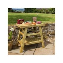Zest - Wooden bbq Barbecue Side Outdoor Garden Table pefc Shelves