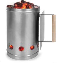 Bbq Starter Xxl Ciminiera Per Carbone In Acciaio Con Maniglia E Paracalore 27,5x16cm