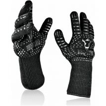 Grillhandschuhe (2 Stk.), hitzebeständig + feuerfest,bis 800 °c Anti-Rutsch Eigenschaft - Bbq-toro