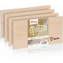 Bbq-toro - Tabla de ahumar de madera de haya 100% (4 piezas) 30 x 15 x 1 cm Asar a la parrilla