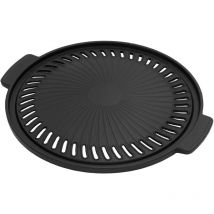 Bbqboss Grillplatte aus Gusseisen, ø 32 cm, Runde Gusspfanne, Gerippte Bratpfanne mit zwei Griffen, Plancha für bbq, Gasgrill, Kohlegrill &
