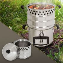 Bbq#boss - bbqboss Marmite en Acier Inoxydable Argenté pour Four-Fusée, ø 24 cm, 6,8 Litres, Casserole avec Couvercle et Poignées, Cuisine en Plein