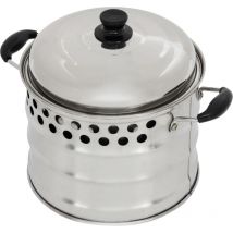 Bbqboss Pentola in Acciaio Inossidabile per Fornello a Razzo ø 24 cm 6,8 l con Manici e Parete Doppio e Coperchio Ideale per il Barbecue al Esterno