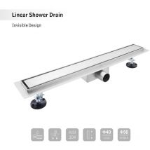 02S-50 Caniveau de douche 50cm en inox, sterfput de douche, réversible, hauteur ajustable 98-142mm - Bc-elec