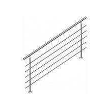 AHM1805 Main courante d'escalier 180cm, balcon, balustrade, garde-corps en inox avec 5 barres transversales, install. à plat ou inclinée - Bc-elec