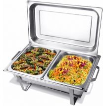 F433-2 Réchaud Chauffe-plats 2x GN1/2 bain marie avec couvercle, 60x37x29cm - Bc-elec