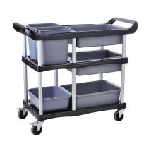 GX-032E Carro de limpieza y vestimenta, Carro de cocina, Carro de 3 etapas con frenos, 104x46x91cm - Bc-elec