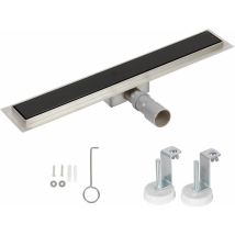 Bc-elec - Hfd-g-80 Canalina Doccia 80cm In Acciaio Inox, Vetro Nero, Doccia A Pozzetto, Regolabile In Altezza 67-92mm