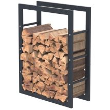 Bc-elec - Hhwpf0017 Rangement À Bois En Acier Noir 80x60x25cm, Rack Pour Bois De Chauffage, Range-bûches
