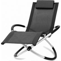 HMBL-04-BLACK Chaise longue noire, relax de jardin, chaise de jardin, rocking chair, résistant aux intempéries, max 180kg - Bc-elec